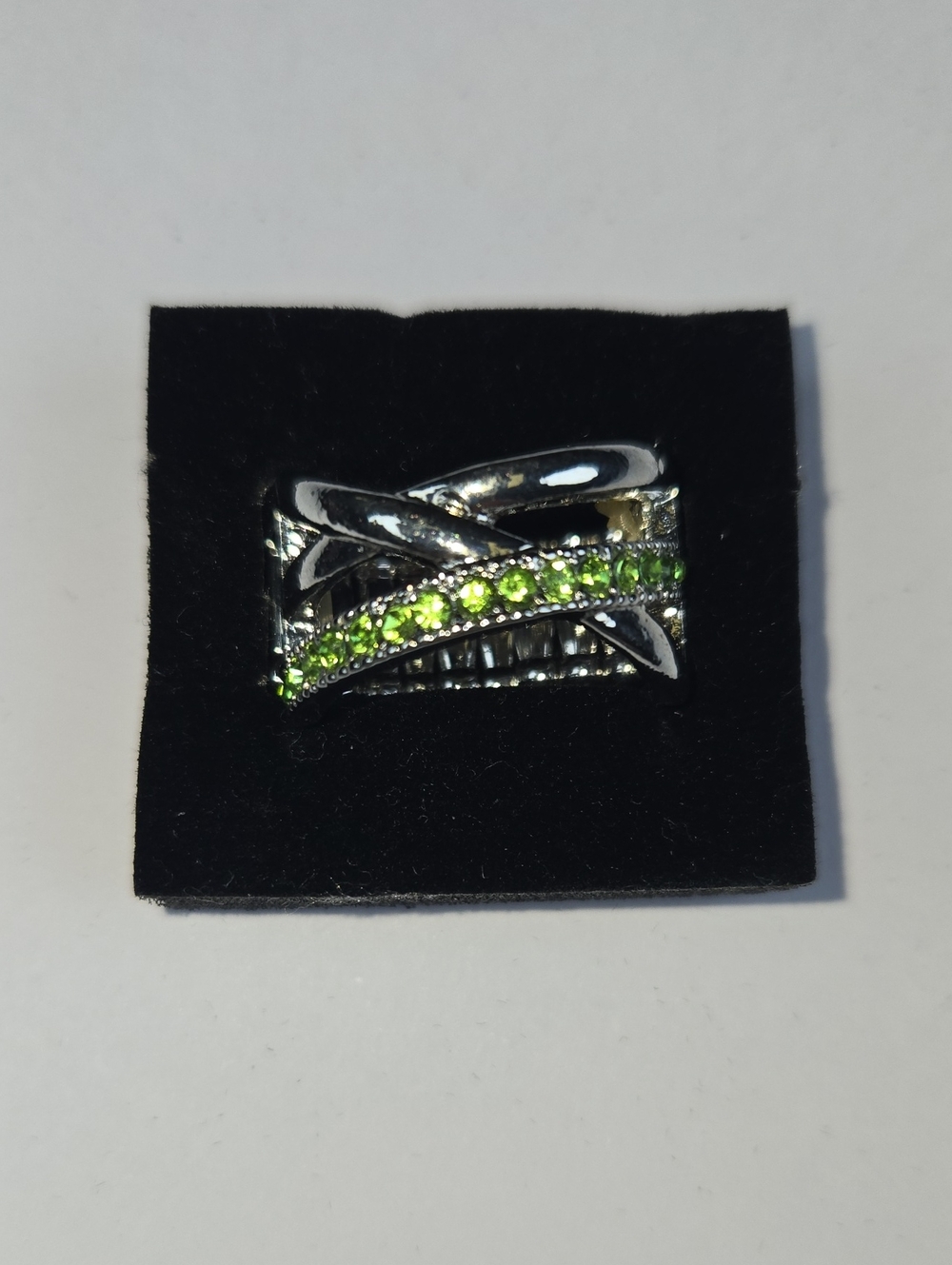 paparazzi Silver-Tone Ring with Lime Green Crystals